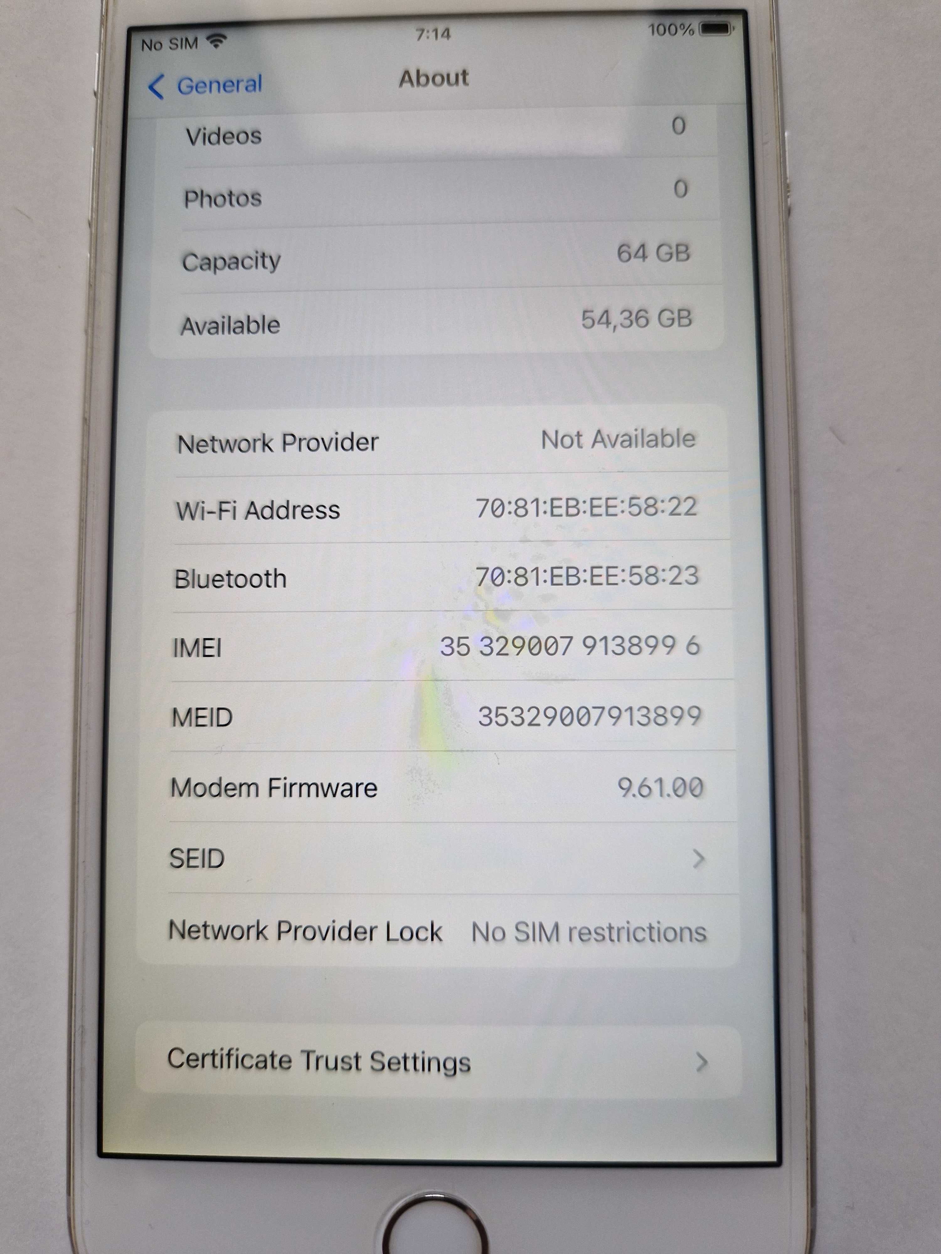 Iphone 6S plus silver 64GB