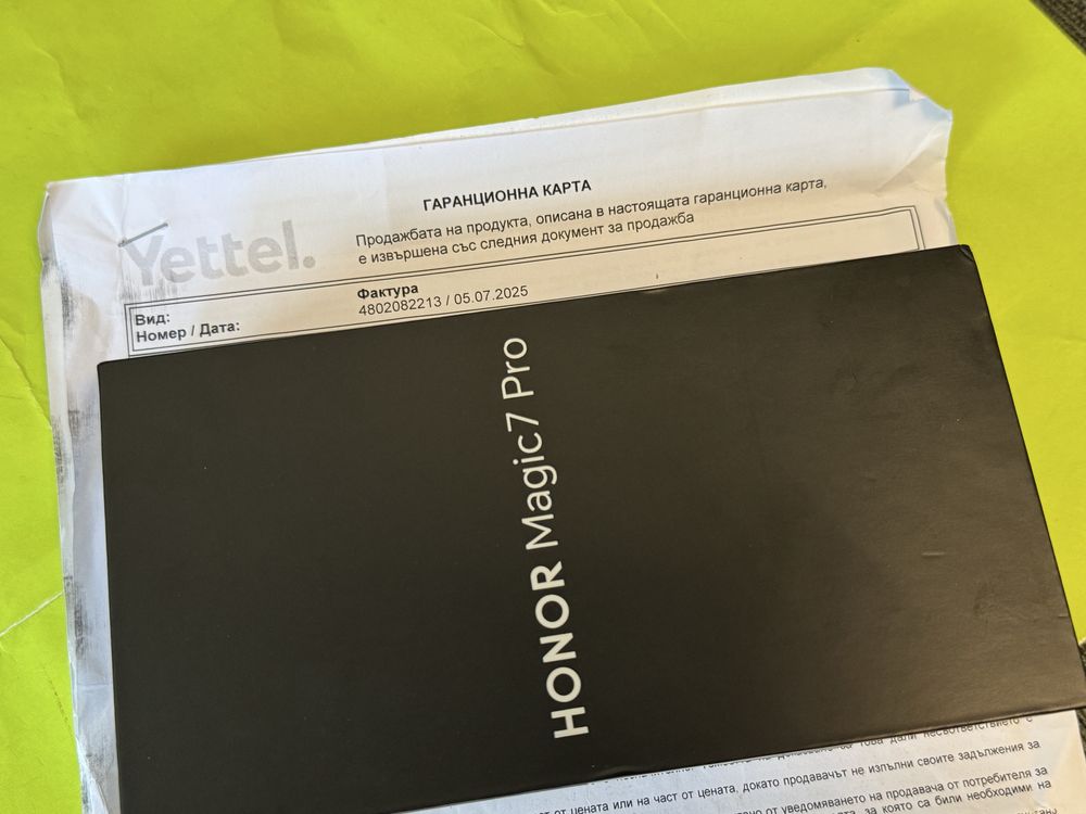 ЧИСТО НОВ 512GB Honor Magic 7 Pro 5G Yettel Гаранция 2027 г. Black