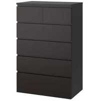MALM IKEA comoda sertare negru wenge 6 sertare, negru-maro