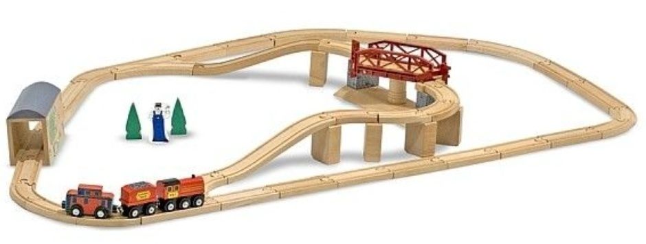 Tren lemn cu pod pivotant și tunel și ferma lemn Melissa