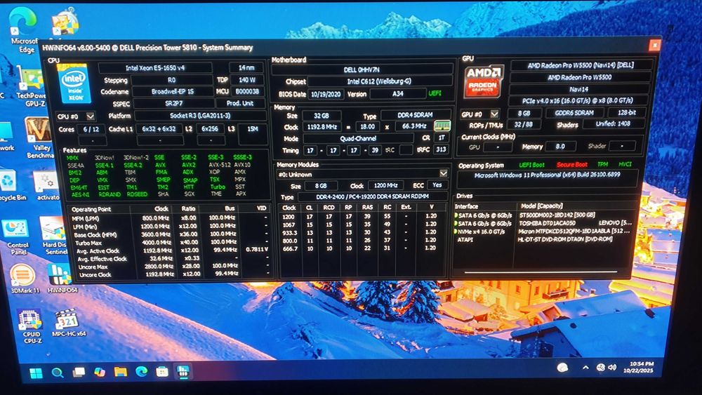 Workstation DELL T5810 Xeon E5-1650v4 32GB DDR4 W5500 8GB
