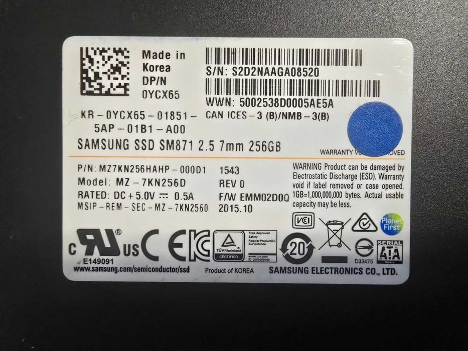Solid State Drive (SSD) Samsung 256GB MLC SATA 6Gbps 2.5" MZ-7KN256D