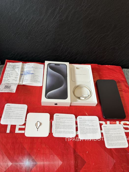 КАТО НОВ 256GB iPhone 15 Pro Max Technopolis Гаранция 2025 Black Черен