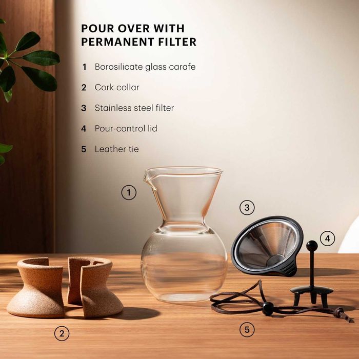 Кафемашина Bodum 34oz PourOver,високотемпературно боросиликатно стъкло