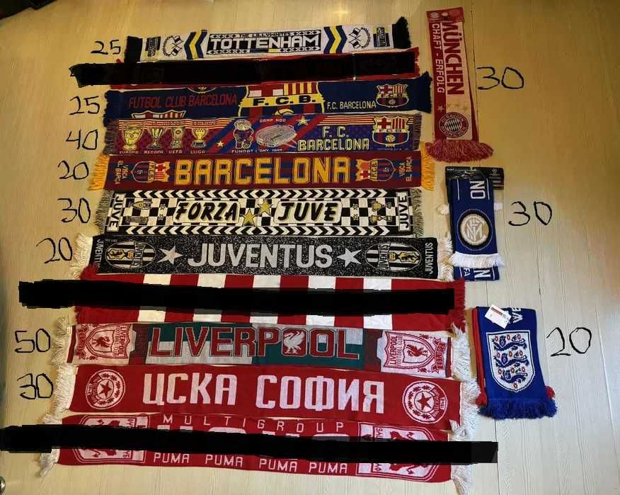 футболни шалове barcelona juventus inter cska inter liverpool lazio