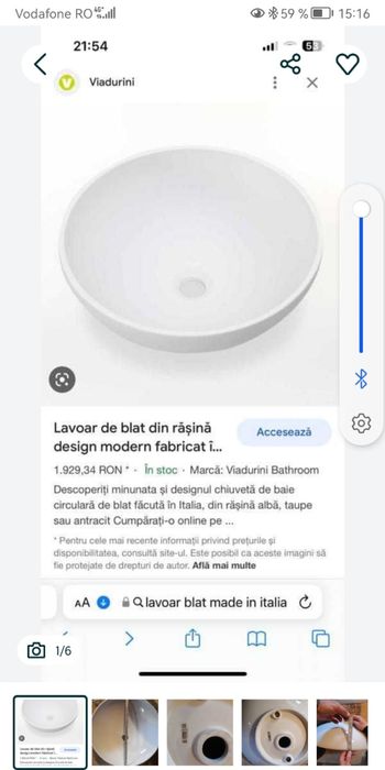 Lavoar/chiuveta ceramica baie blat Made in Italy noua la sfert de pret