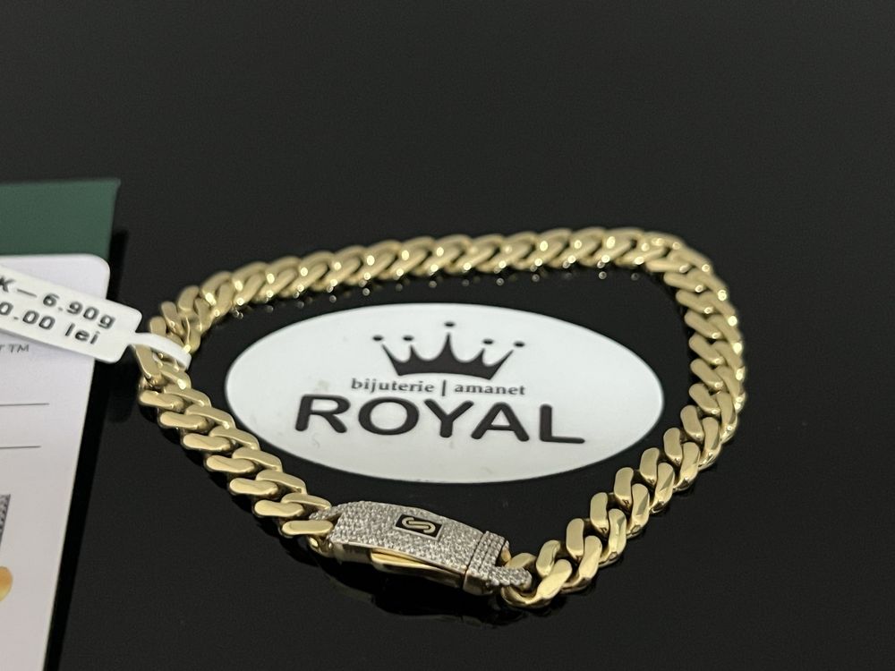 Bijuteria Royal CB : Bratara aur nou 14k unisex Monaco stil Cuban 6,90