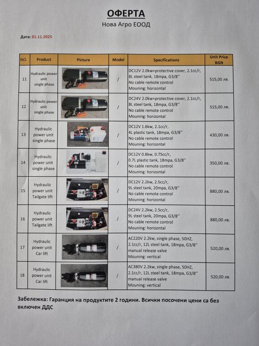 Хидравличен агрегат за камион