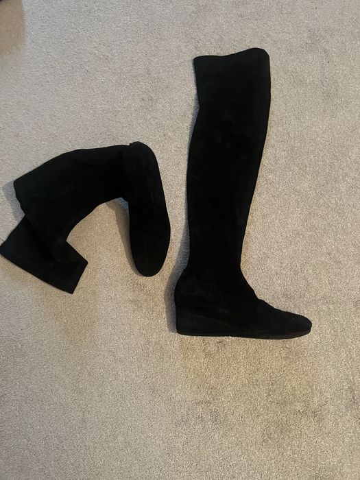 Cizme peste genunchi piele intoarsa naturala 37