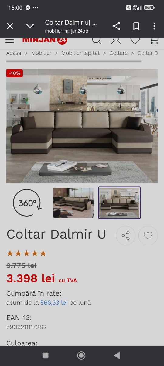 Canapea colțar U