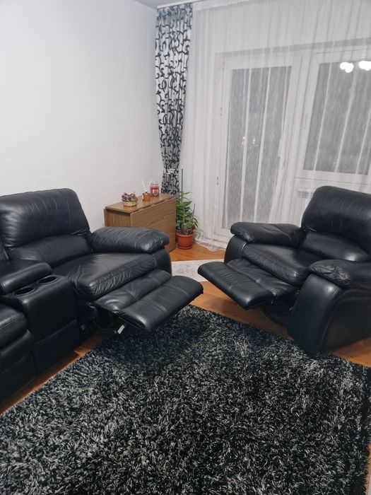 Urgent!!! Canapea si fotoliu din piele naturala extensibile