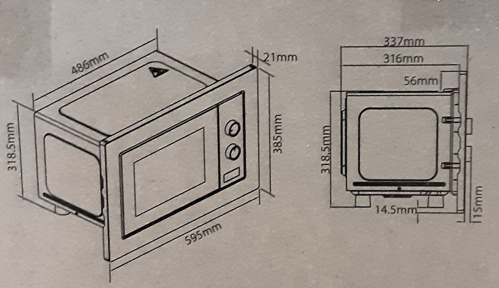 Cuptor cu microunde încadrabil MANDINE 20 L750W NOU - 350 Lei