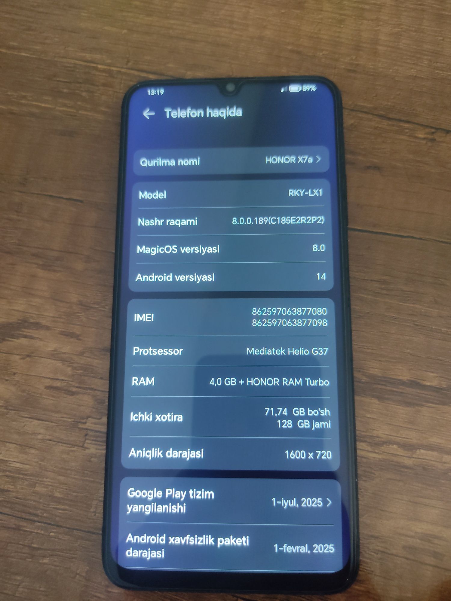 Honor x7a 128 gb