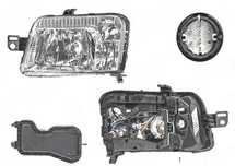 Far Fiat Panda (169), 09.2003-12.2012, fata, stanga/dreapta, mufa cu 8 gauri; H4+PY21W+W5W; electric,