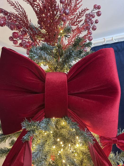 Funda Catifea rosie Brad Craciun