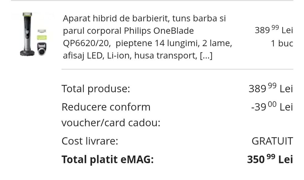 Aparat de ras Philips OneBlade Pro QP6620/20