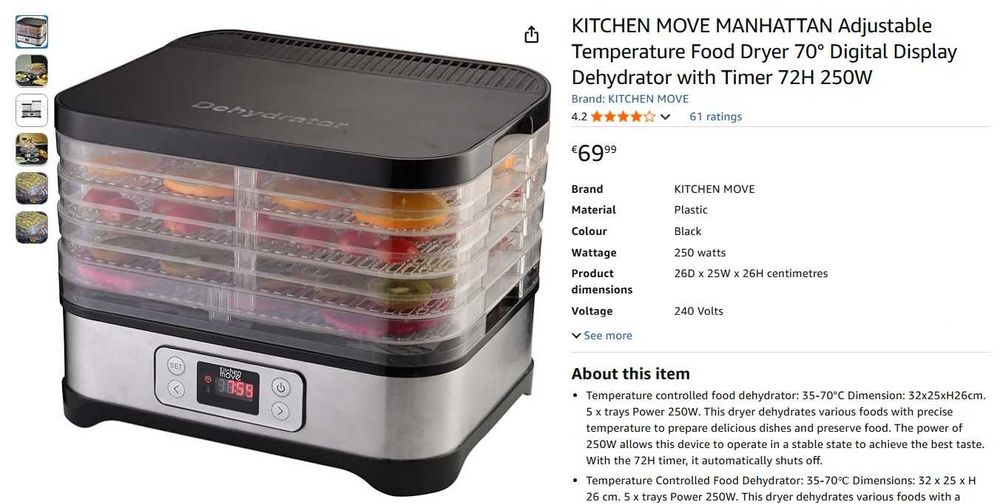 Deshidrator Kitchen Move MANHATTAN 250W