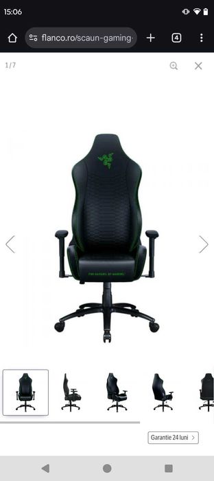 Scaun gaming Razer Iskur X, Marime XL, Negru/Verde