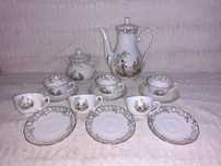 Set cafea portelan frantuzesc F.D. Chauvigny desene asiatice