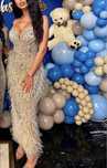 Rochie nasa, lux, bijuterie, pene, puf, perle