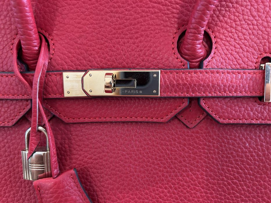 Hermes червена кожена чанта .разнер 35 см