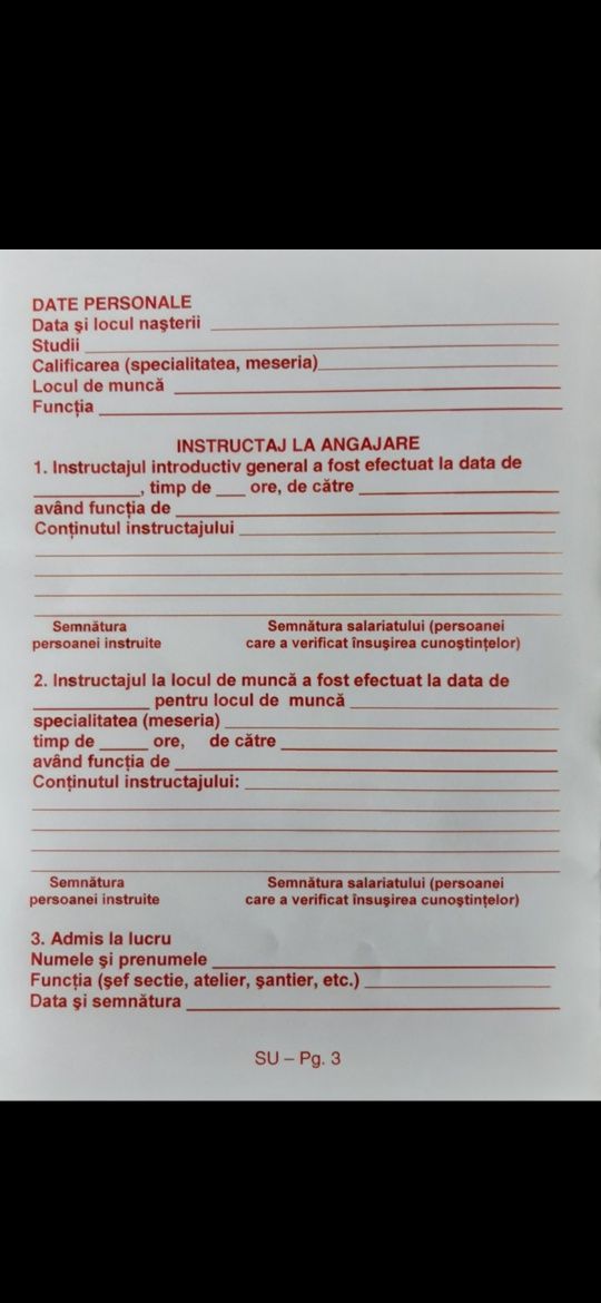 Fise de instructaj protectia muncii SSM si SU, Dosar medical - Tipizat