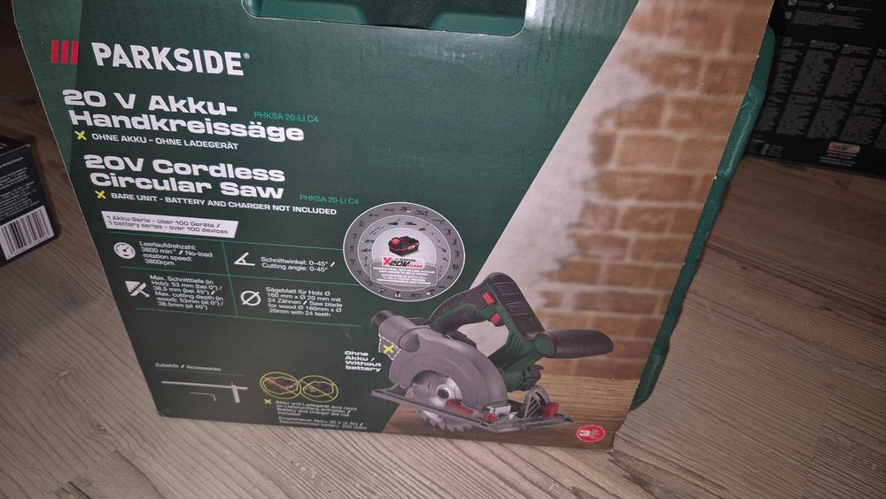 Parkside 20V акумулаторен циркуляр 160 мм, НОВ, гаранция