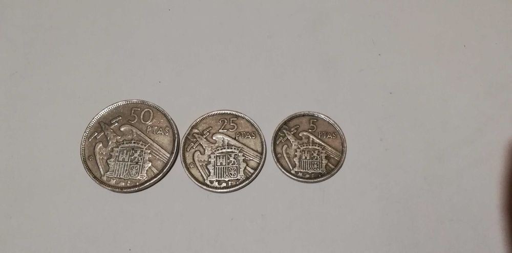 Три испански монети 1957година.