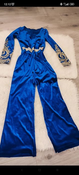 Salopeta catifea albastru-regal, model rar