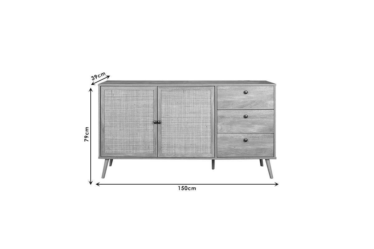 Стилен бюфет Oslo с ратан в 2 различни цвята - 150x39x79см.