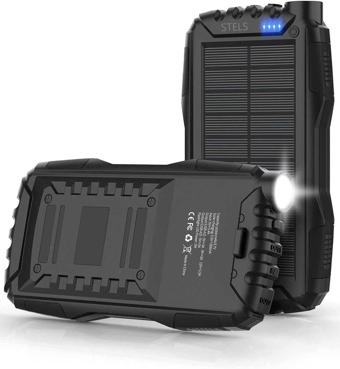 Преносима батерия STELS EnergyPlus 30K, 30000mAh, соларен панел, фенер