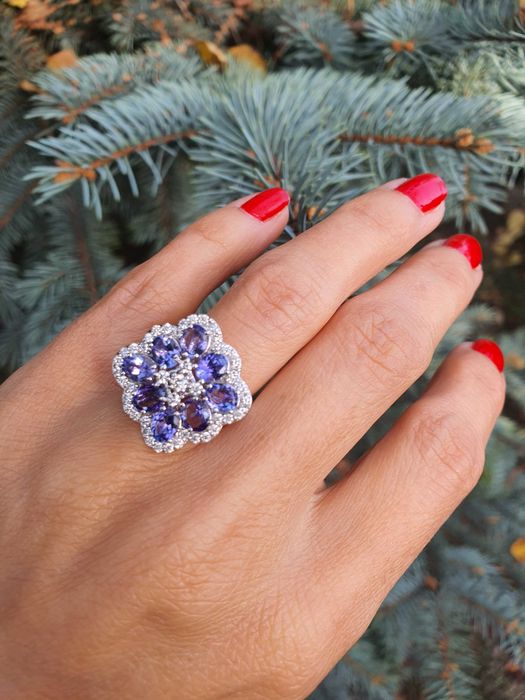 Inel Aur 14kt cu Tanzanite si Diamante Naturale