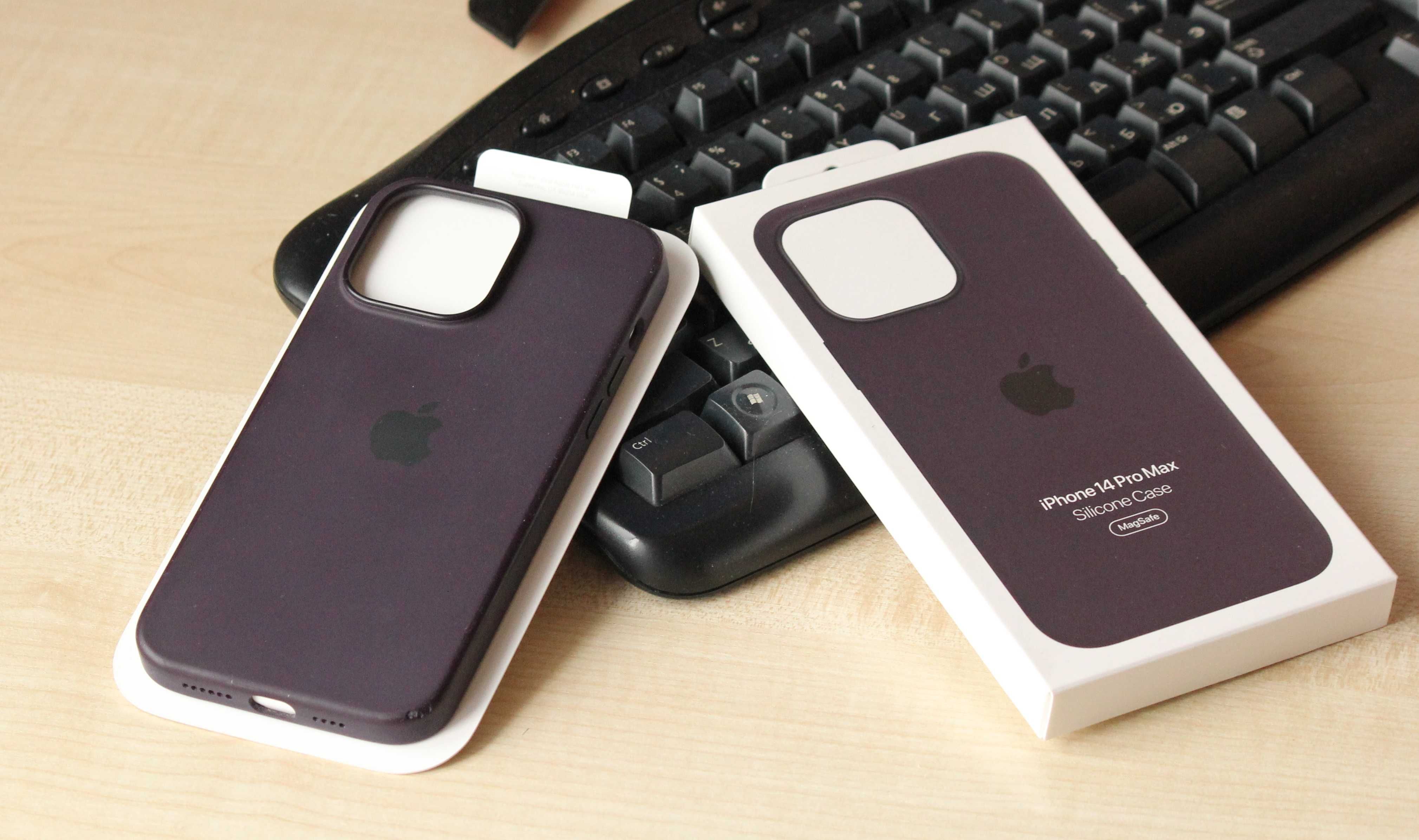 Оригинальный силиконовый чехол для iPhone 14 Pro Max фиолетовый цвет