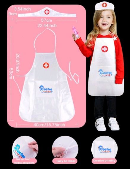 Șorț si bonetă doctor -cadoul  perfect pentru copilul tau