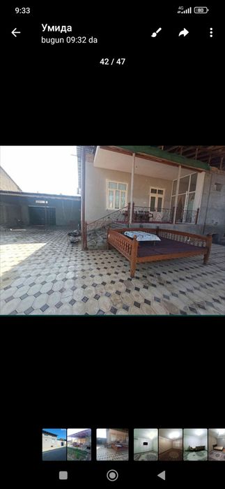 Ховли сотилади уч кахромон постидан 7 км кирганда 6 сотих 4 хона