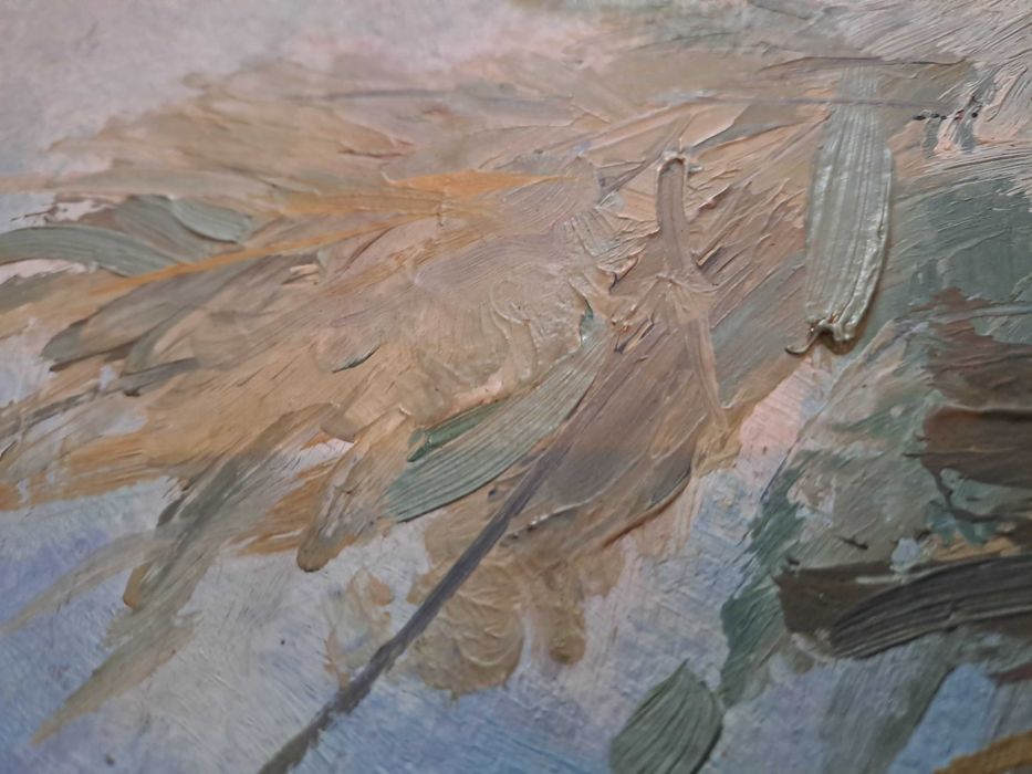 tablou pictura veche pe lemn 46/52 cm