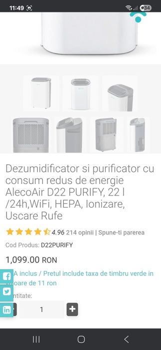 Dezumidificator stare excelenta cu garanție