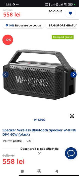 Boxa portabila W-KING D9-1