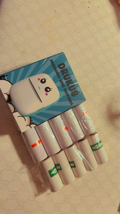 Mini imprimantă termică DRUKUŚ + 9role hârtie – Nouă!