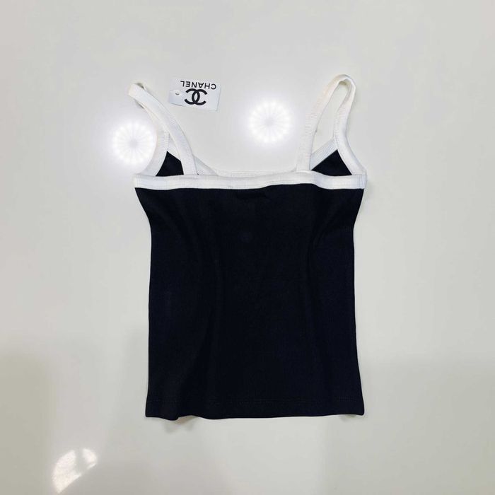 шанел черен топ рипс с ЧАНТИЧКА подарък chanel потник горница памук