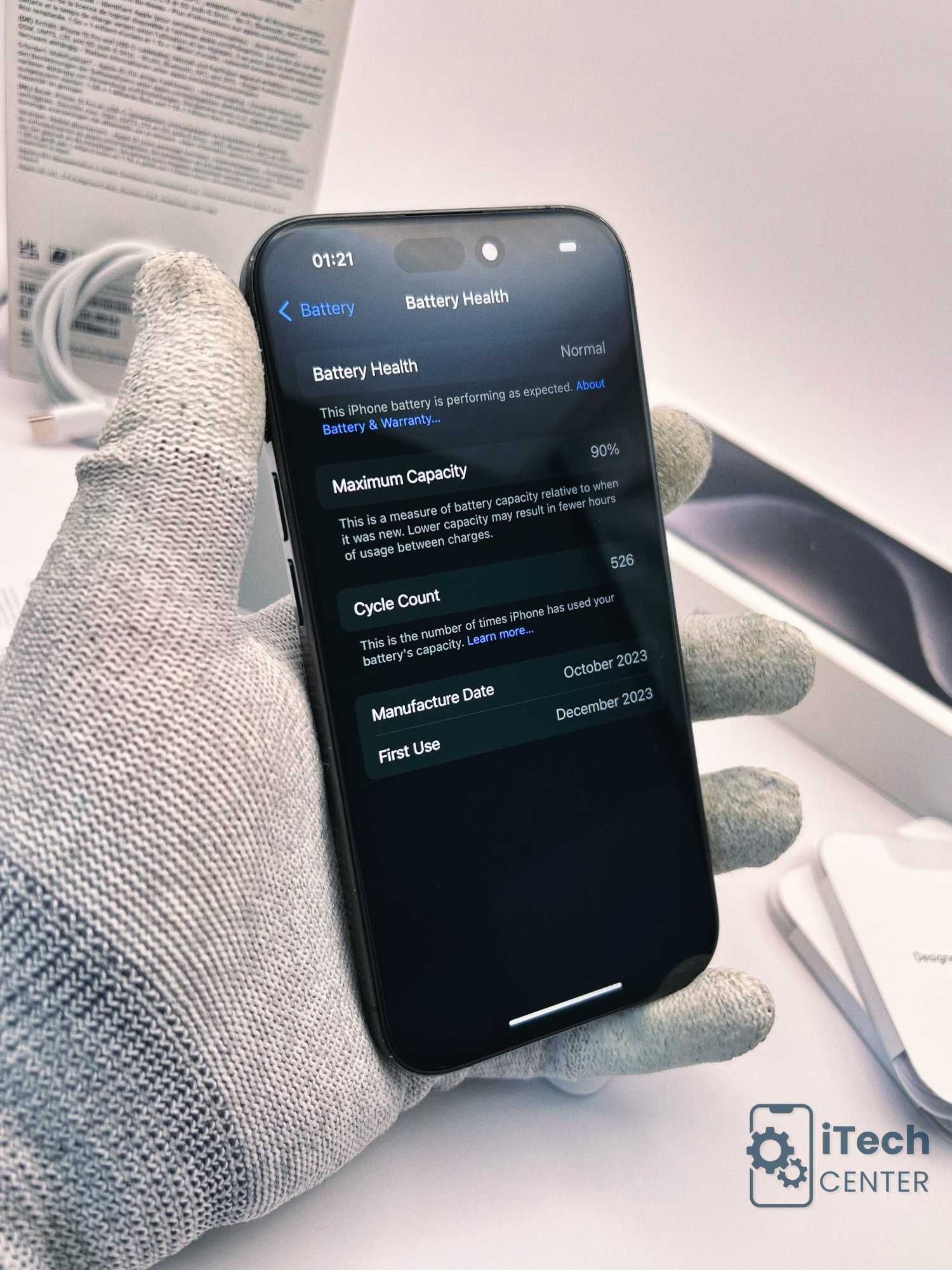 iPhone 15 Pro, 128GB, Black Titanium, 90% батерия, ОТЛИЧЕН, ГАРАНЦИЯ!