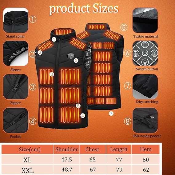Отопляема жилетка за мъже и жени, 27 зони, 3 нива, без батерия