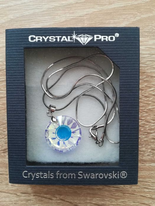 Колие с кристал Swarovski Слънце ,Crystal, сребро 925
