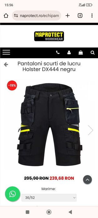 Pantaloni scurti de lucru Holster DX444 negru