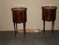 2 Noptiere lemn solid si alama , ovale , stil Biedermeier .
