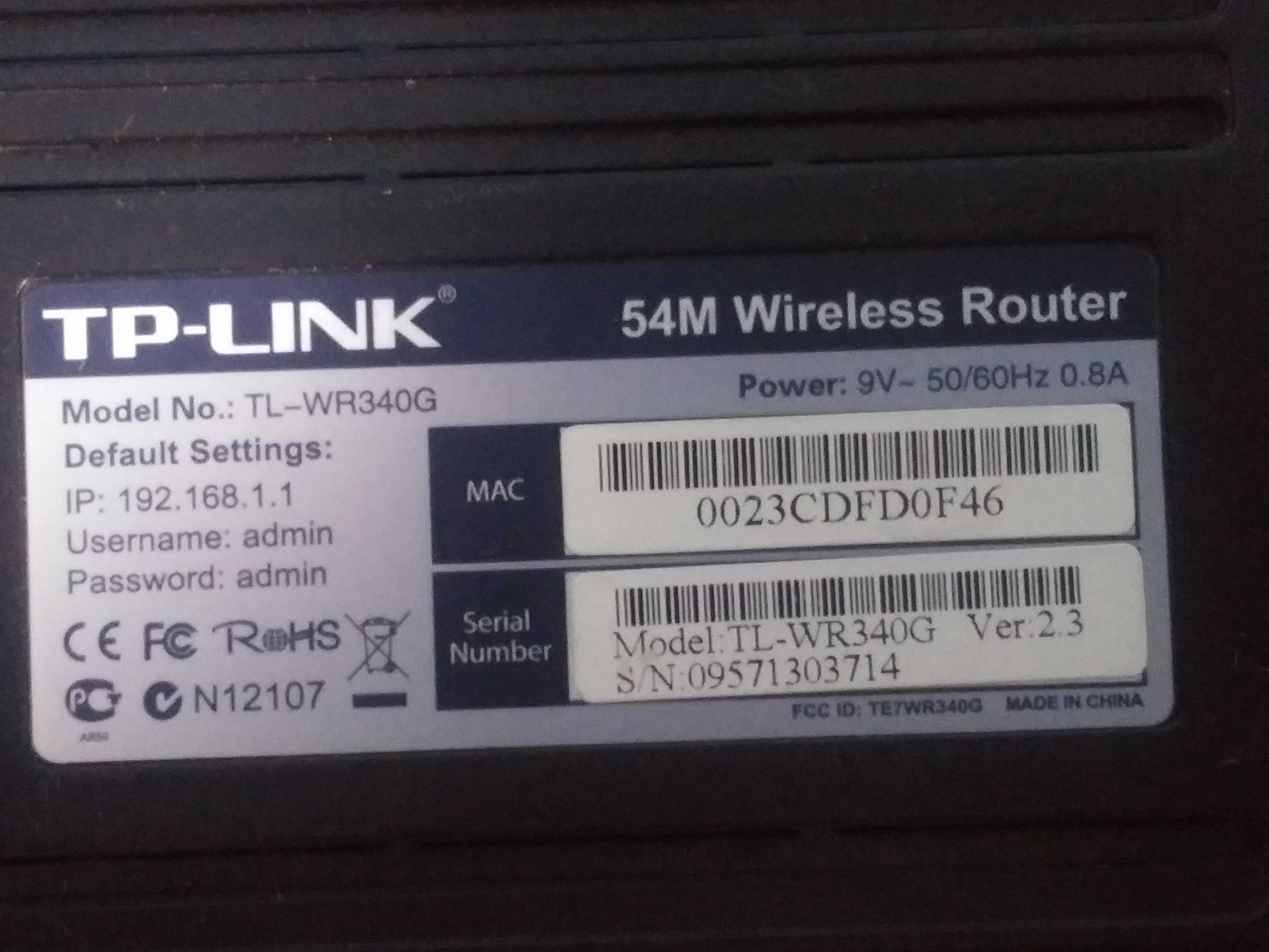Wireless xDSL Router: TP-Link TL-WR340G built-in 4-port switch