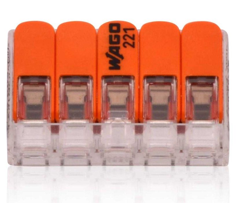 Клеми -Wago: КУТИЯ с 25 бр. с 5 проводни - 23 лв.