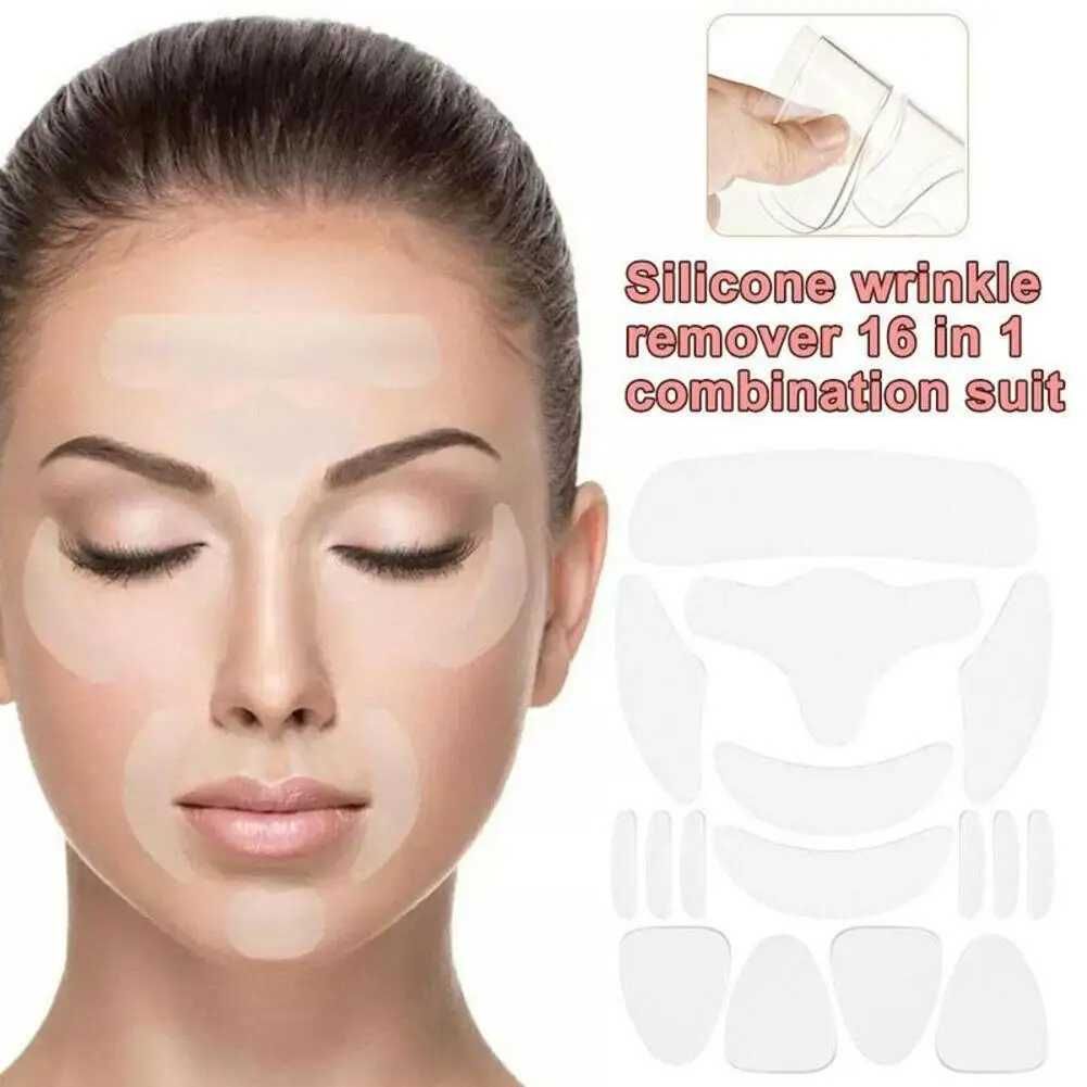 Set 16 plasturi din Silicon pentru tratament facial Anti-Riduri