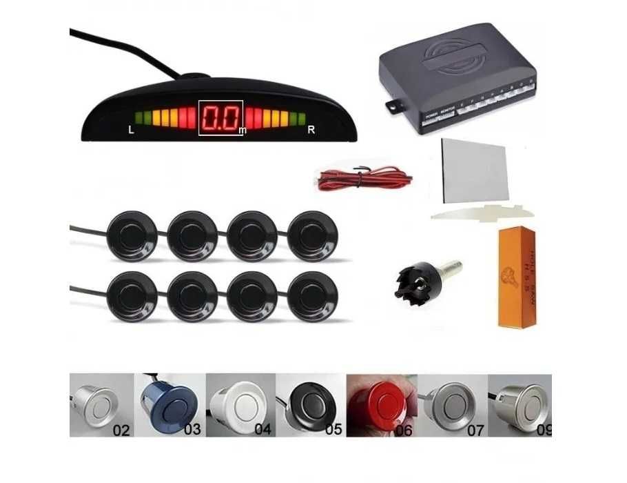 Senzori parcare auto afisaj display averti sonora fata spate 8 set kit