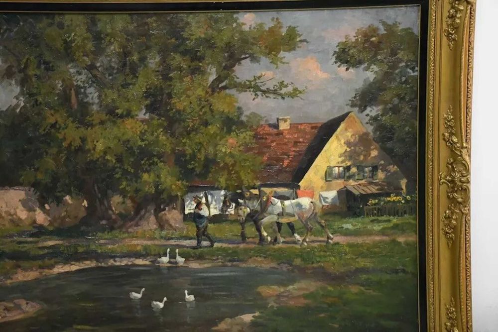 Tablou / pictura, tehnica ulei pe panza, 105x124x6 cm / 79,5x99 cm